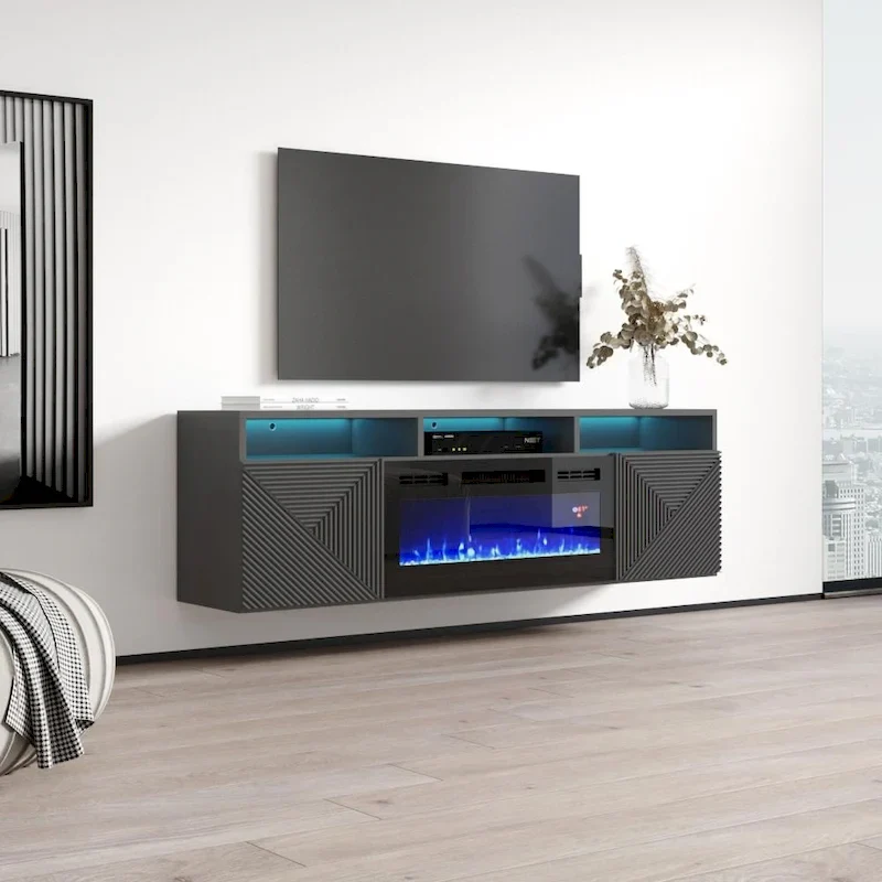 Giza EF Wall Mounted Electric Fireplace Modern 63 TV Stand