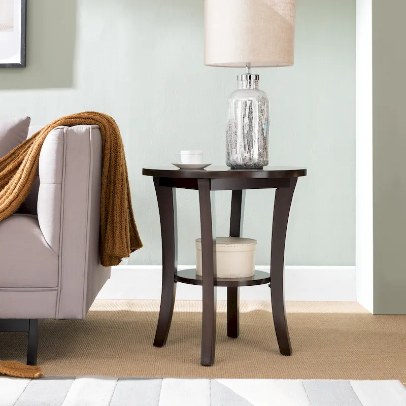 Leick Home Round Side Table with Shelf
