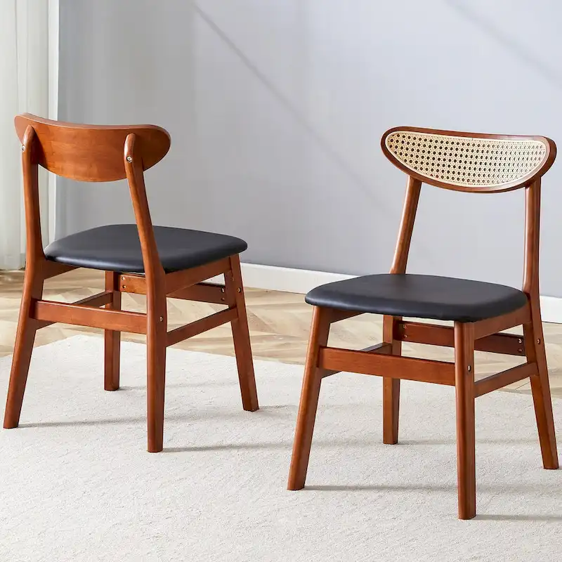 The stylish and durable solid wood dining chair, small curved back, PU cushion, and beautiful shape match with any room