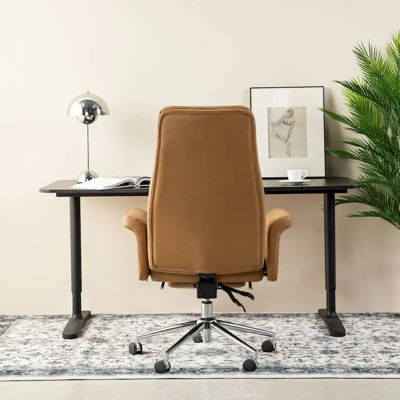 49H Modern Adjustable Swivel High Back Ergonomic Office Chair with Armrest and Extendable Footrest