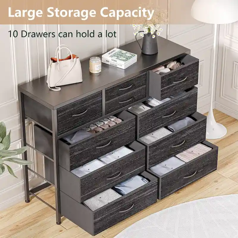 10-Drawer Dresser with TV Stand Top