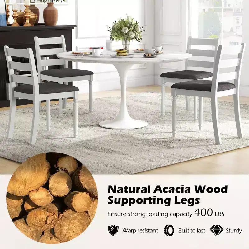 Beige Upholstered High Back Dining Chairs, Set of 4