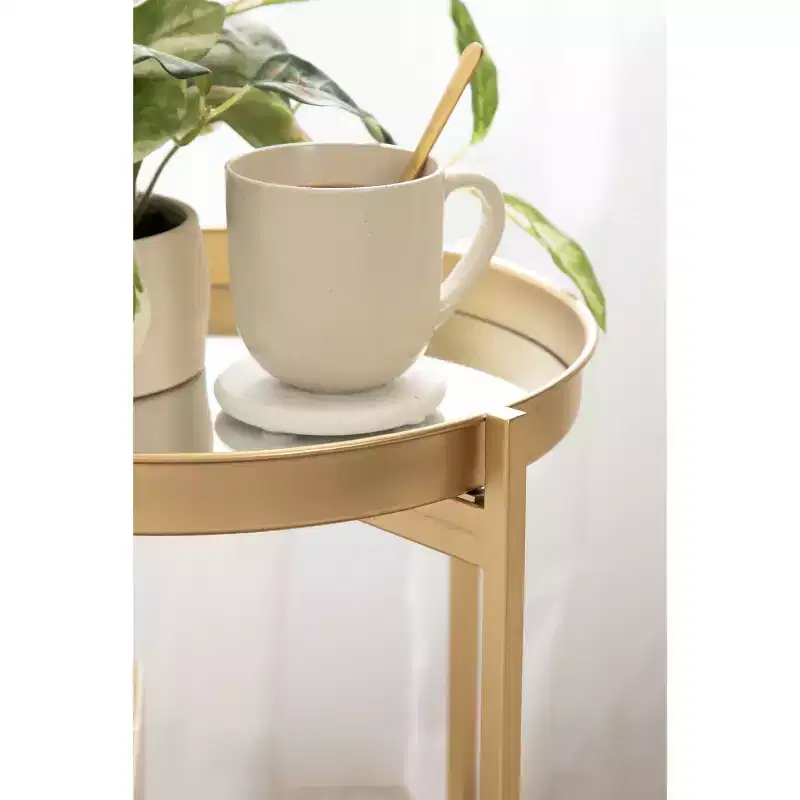 Round 2-Tier Metal Foldable Tray Table