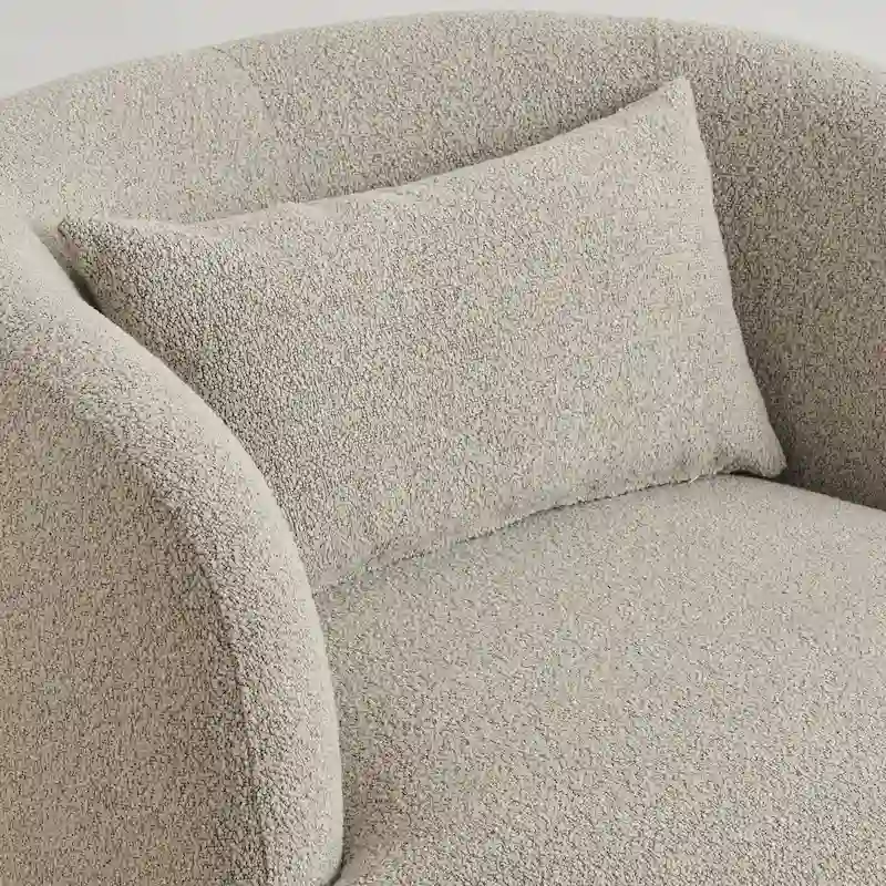 KINWELL 34 Poly Blend Boucle Fabric Upholstered Swivel Armchair
