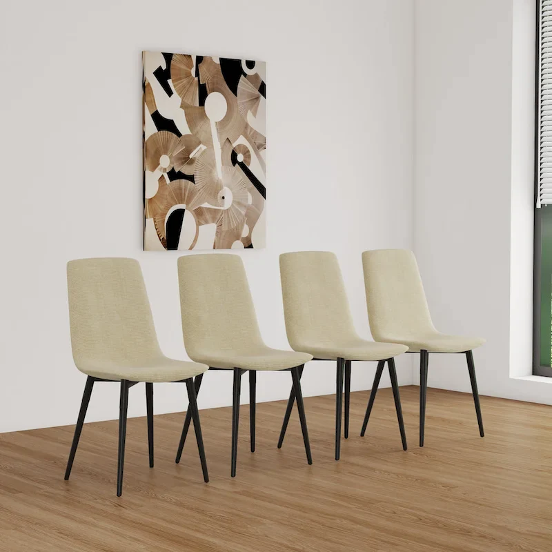 4 Piece Dining Chair Set Modern Kitchen Chairs with Black Metal Legs