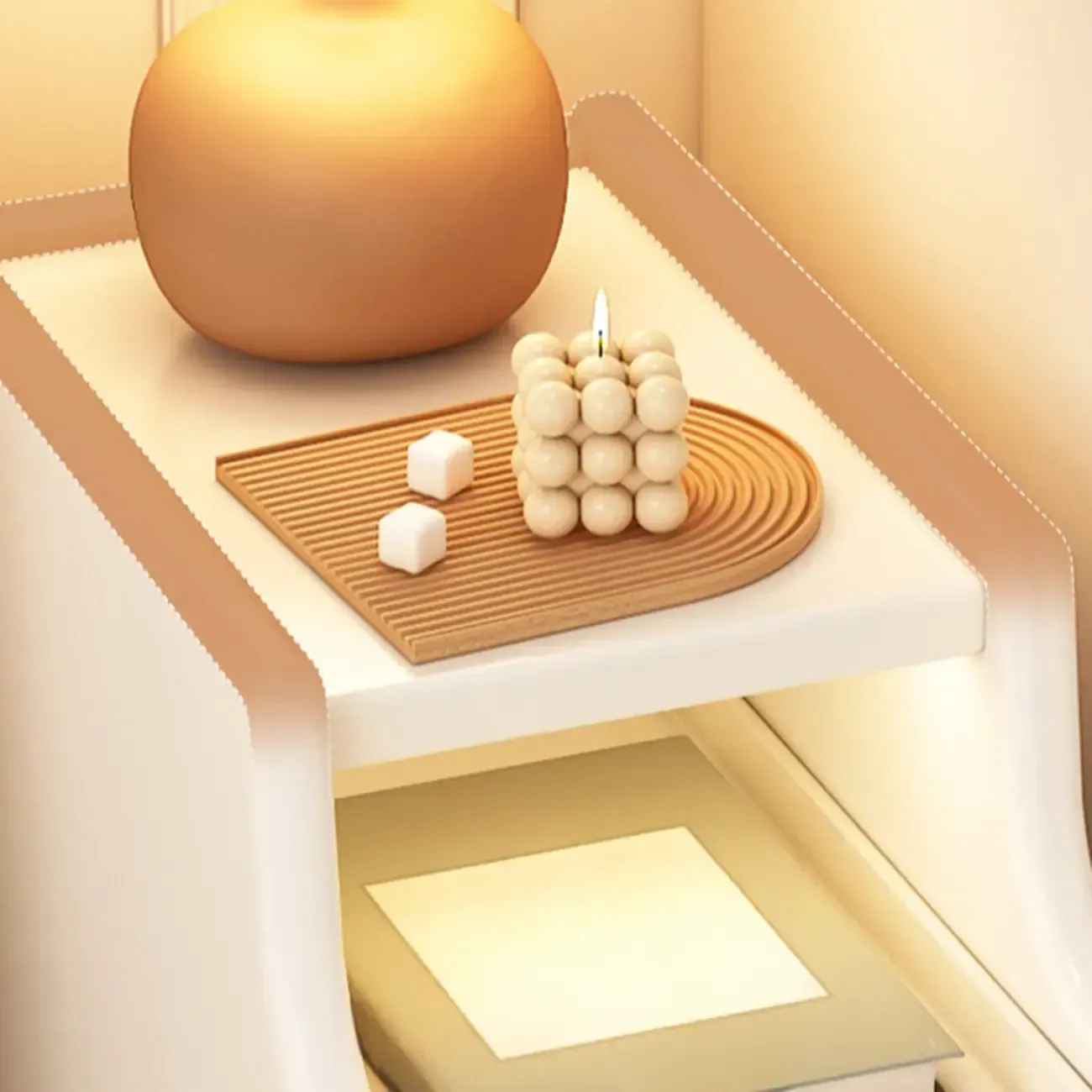 White Wood Narrow Nightstands with Drawers