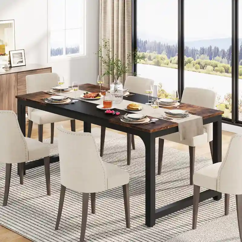 63  Industrial Dining Table for 4-6, Kitchen Table for Dinning Room - 63  L x 31.5  W x 29.53  H