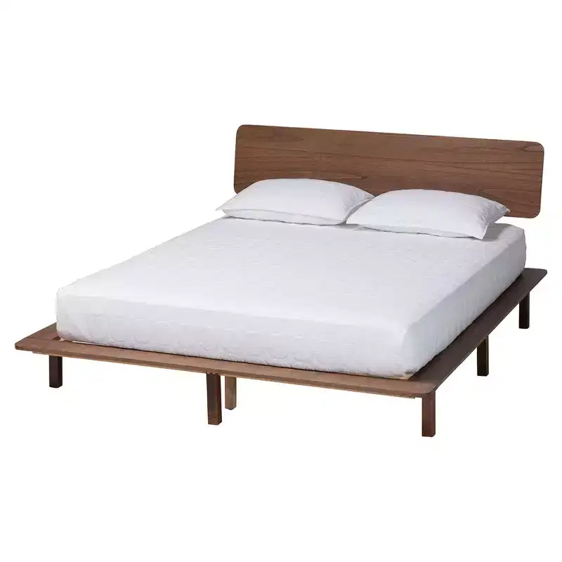 Baxton Studio Alyssa Japandi Walnut Brown Wood 4-Piece Bedroom Set