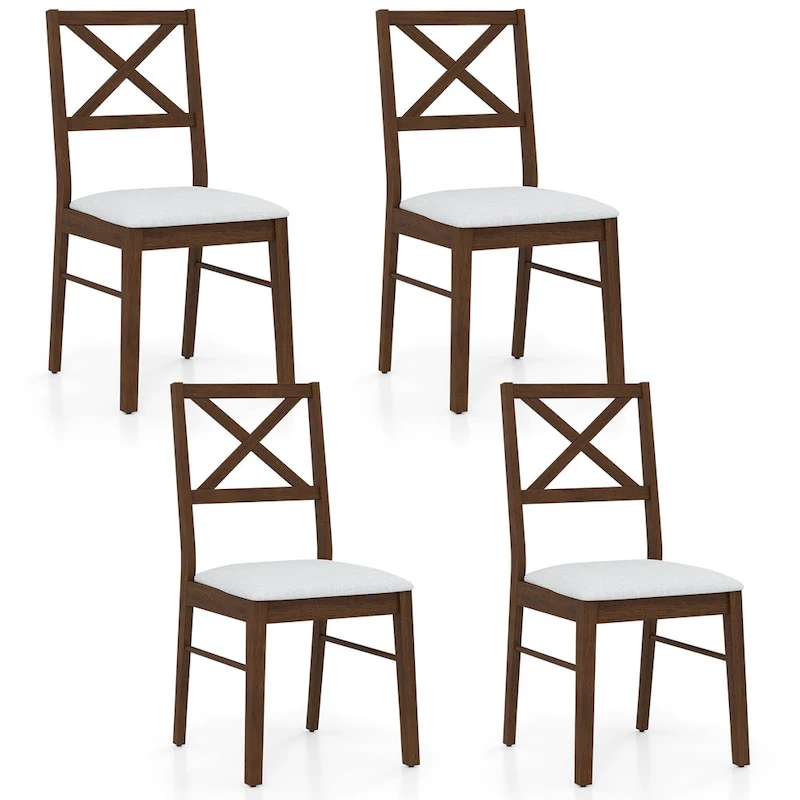 Gymax Dining Chairs Set of 4 Upholstered Kitchen Side Chairs w/ Rubber