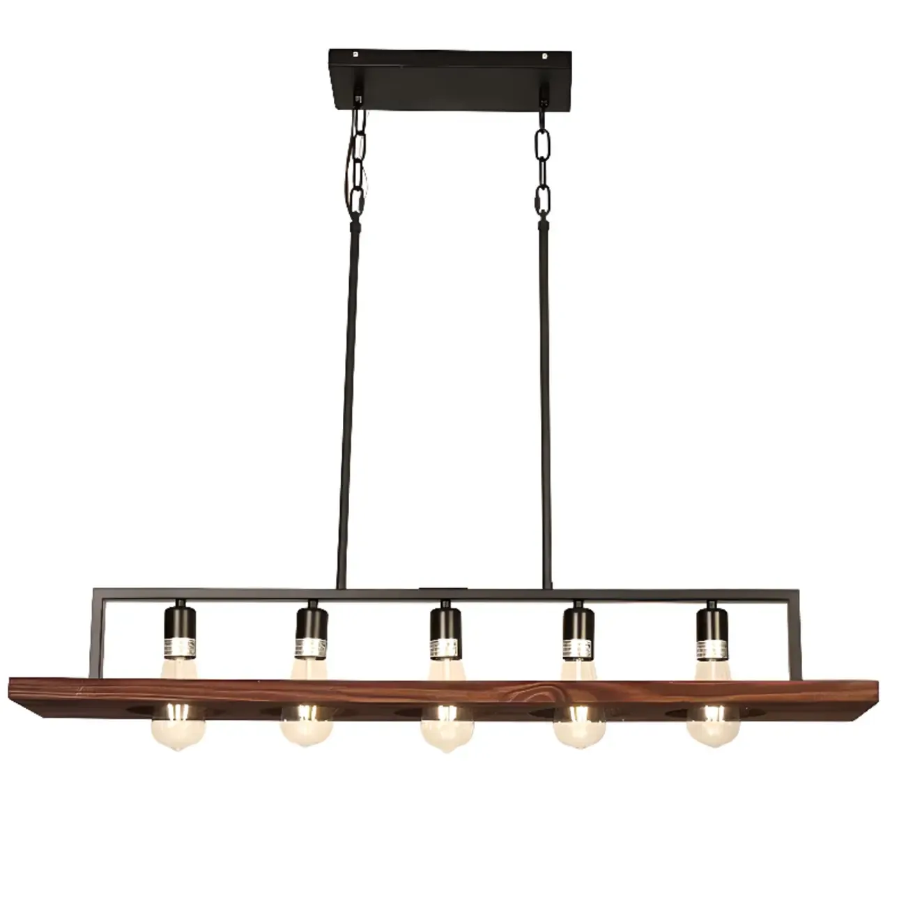Industrial 5-Light Glass Black Pendant Light Kitchen Island