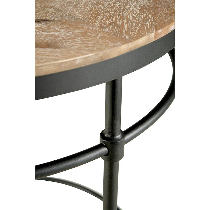 Fenway 22  Mango Solid Wood and Metal Round End Side Table - 22 inches long x 22 inches wide x 25 inches high