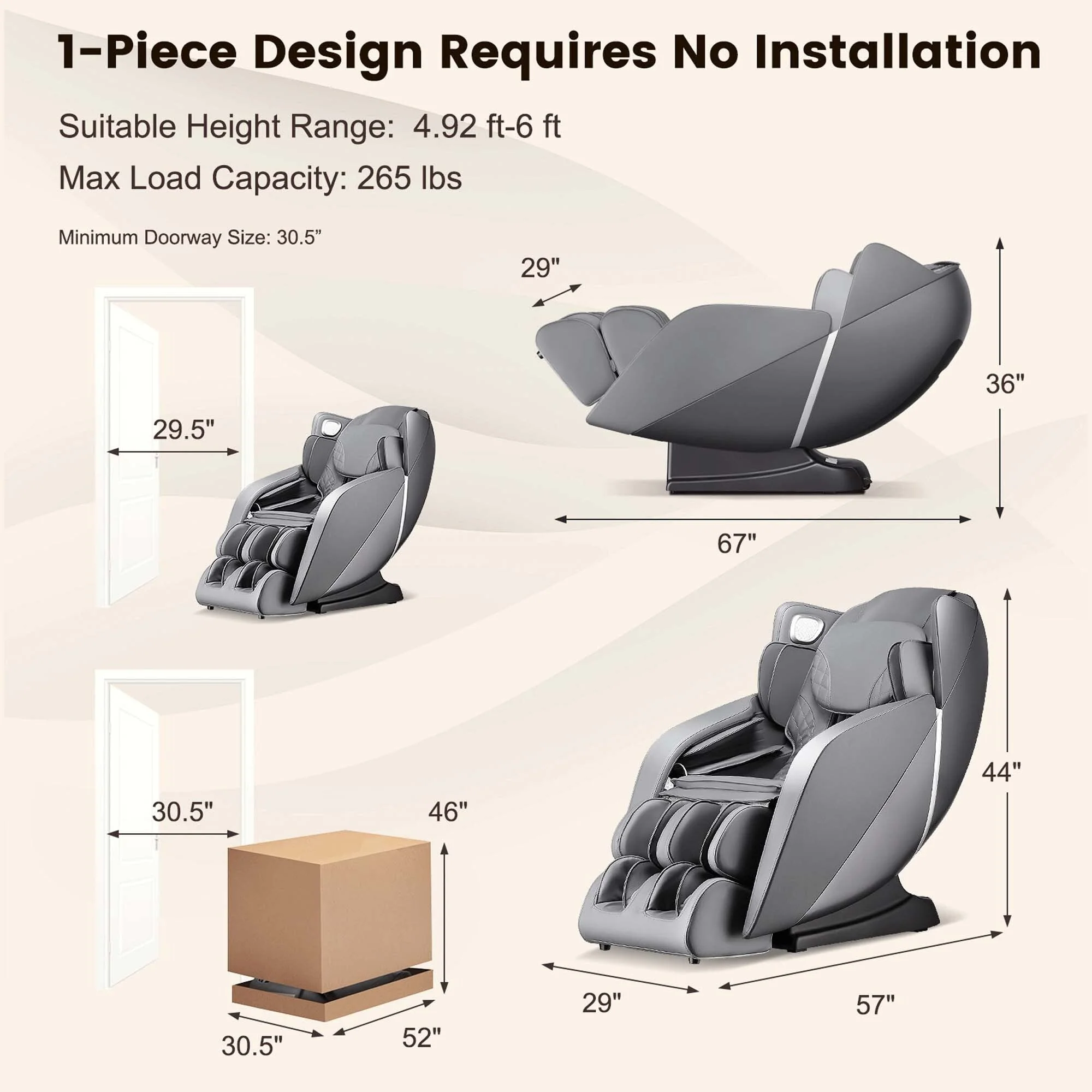 Costway Full Body Massage Chair with Voice Control Heat Foot Roller