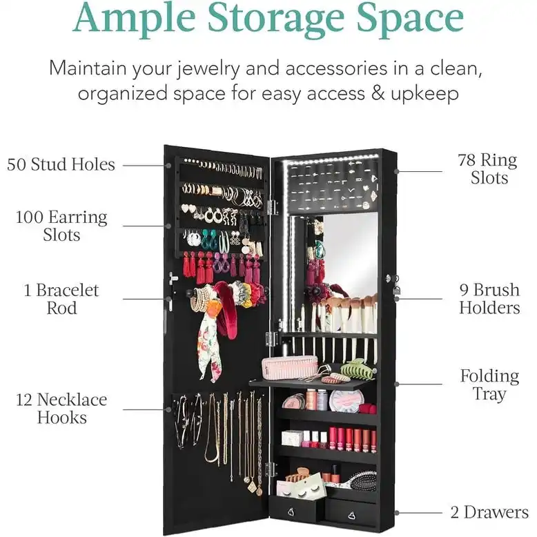 LED Mirror Jewelry Cabinet - 4.5