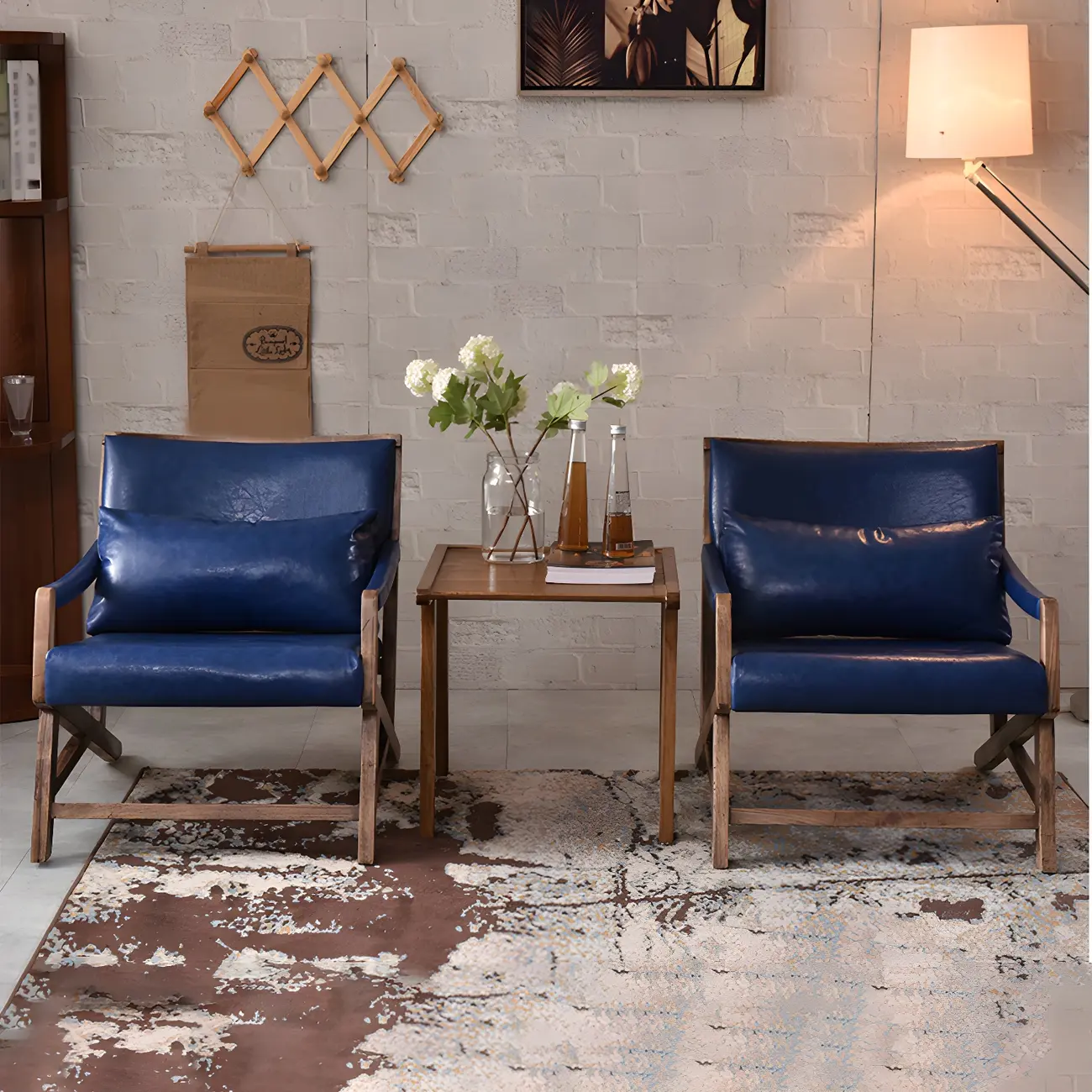 Modern Faux Leather Lounge Chair with Pillow Back