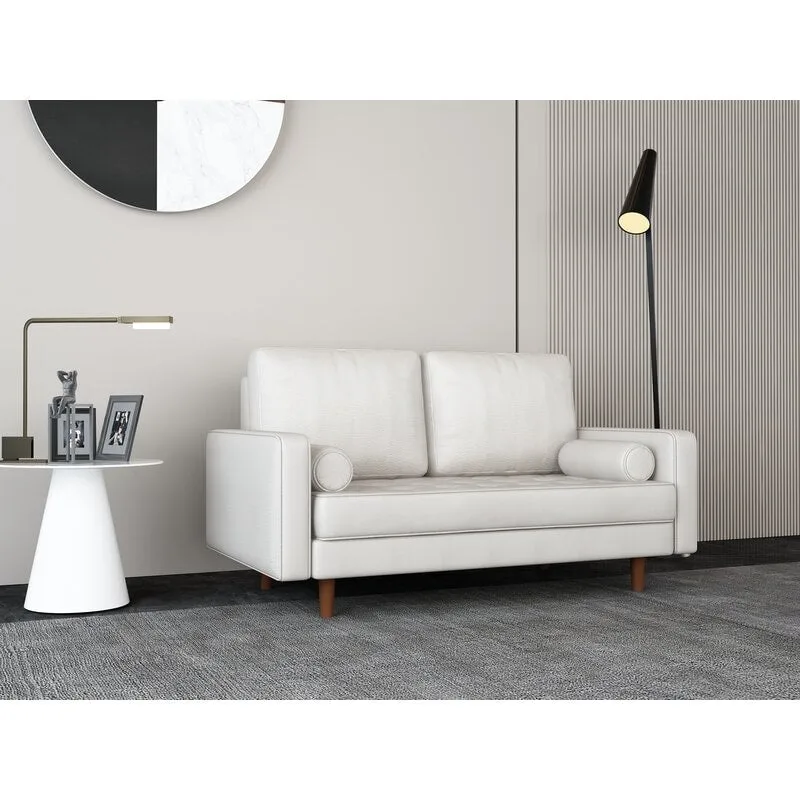 59 Mid-Century Square Arm Leather Loveseat