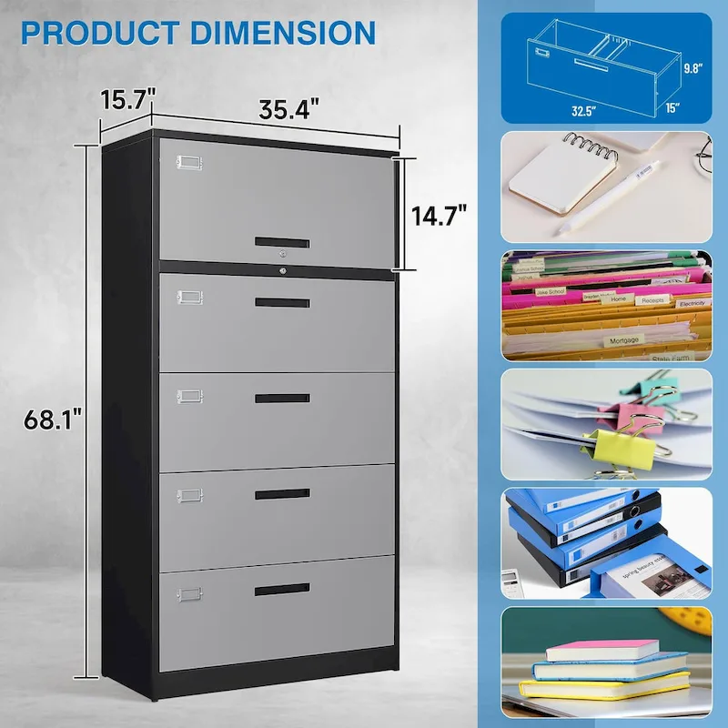 Steel Lateral File Cabinet with Lock