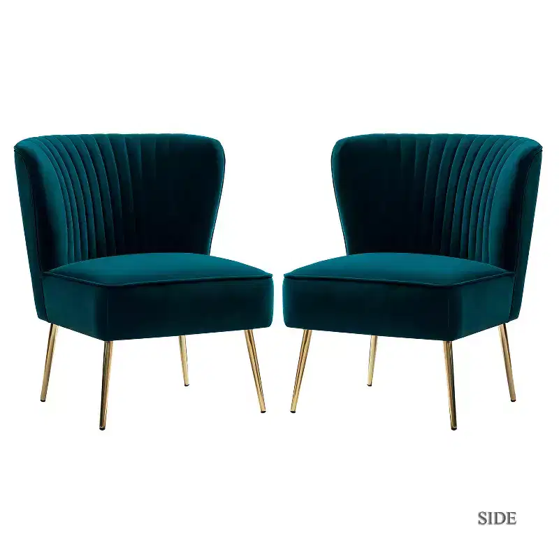 Quentin Velvet Accent Side Chair with Padded Seat Set of 2 | Karat Home