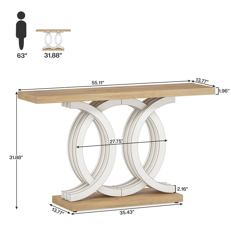 55 inches Console Table with Geometric Base