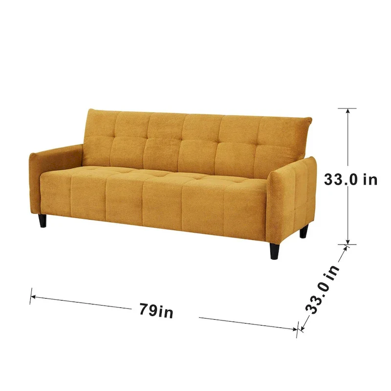 A&B Home 79-inch Mustard Large Biscuit Tufted Sofa Bed