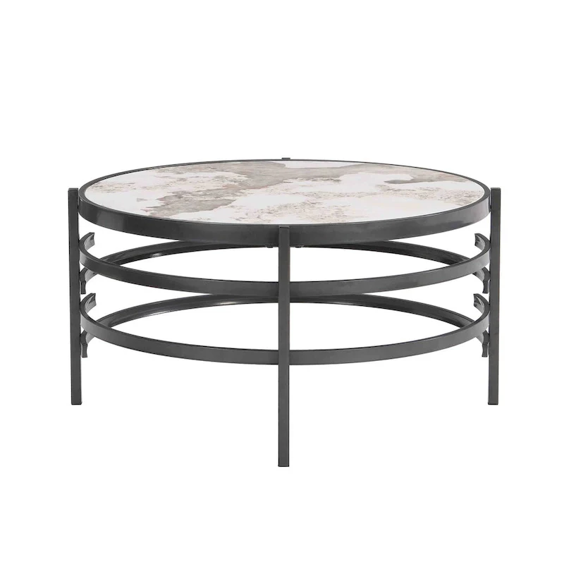 Modern Coffee Table With Sintered Stone Top and Sturdy Metal Frame