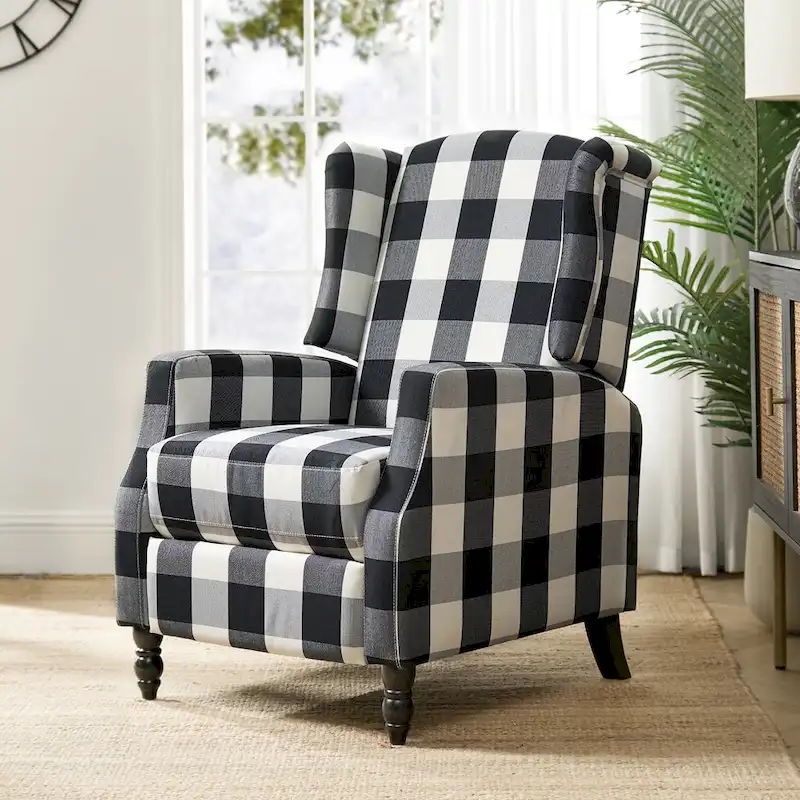 Damaris Mid-Century Modern Manual Pushback Recliner with Wingback Design by HULALA HOME