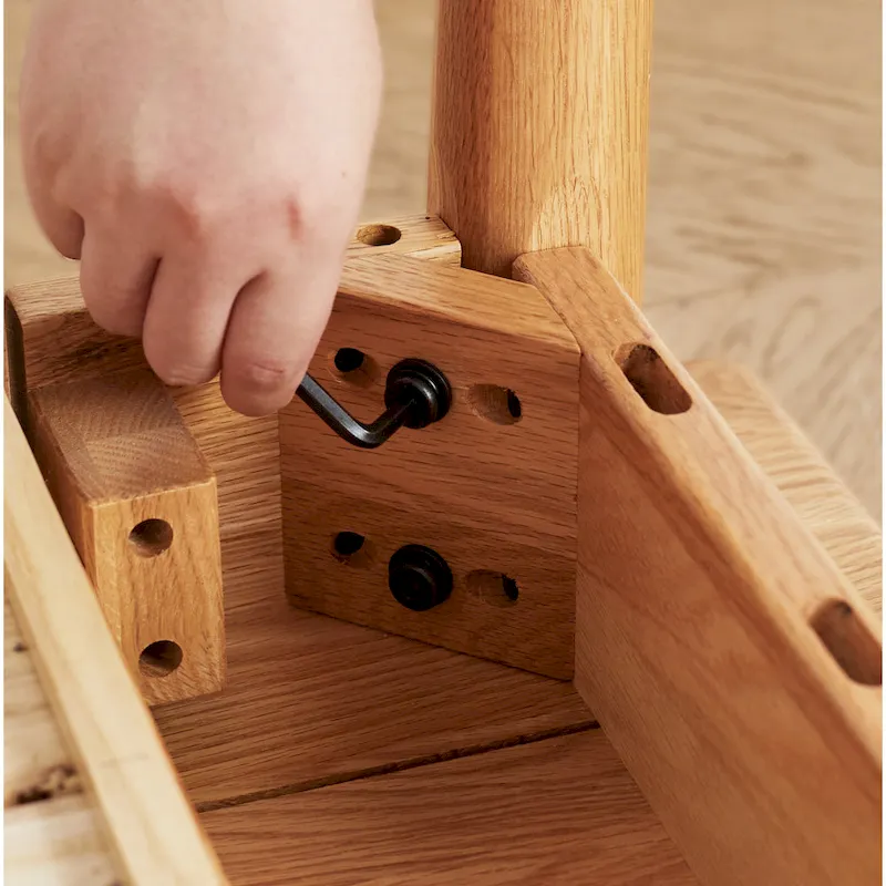 Computer Desk - 100% Solid Wood, 1 Drawer, Cable Hole, Arc Design, 80cm W x 50cm D