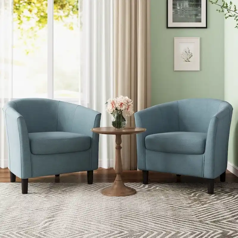 2 Set Modern Accent Chair Upholstered Barrel Chair