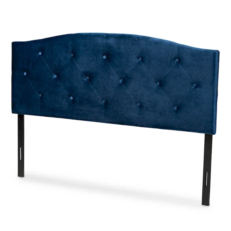 Leone Modern and Contemporary Velvet Upholstered Headboard-Navy Blue