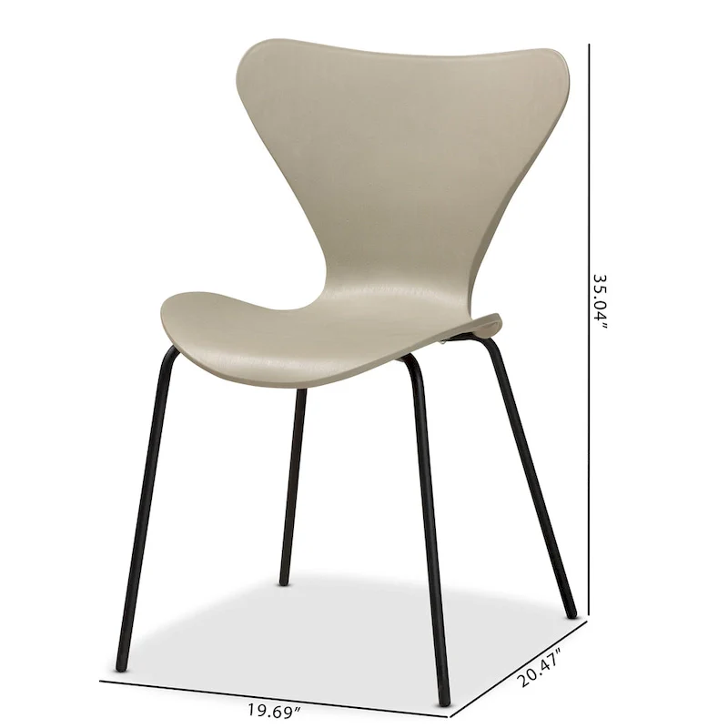 Beige Plastic Dining Chairs - 4-Piece Metal Frame Set