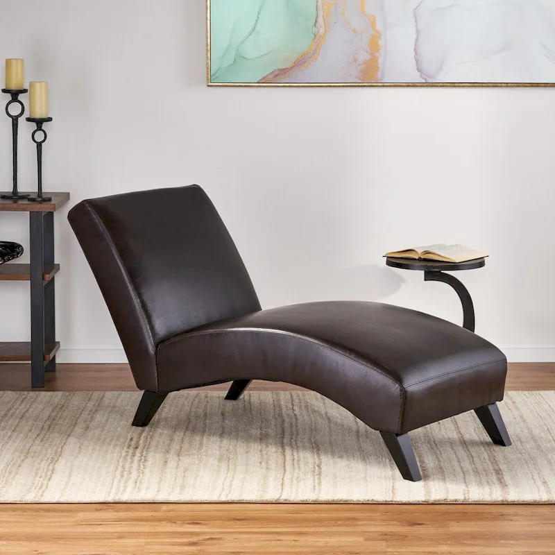 Finlay Leather Chaise Lounge by Christopher Knight Home
