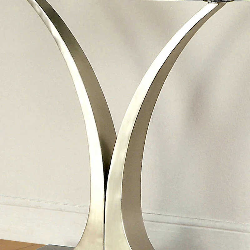 Wuct Modern Silver 46-inch Metal Half-moon Pedestal Sofa Table with Glass Top by