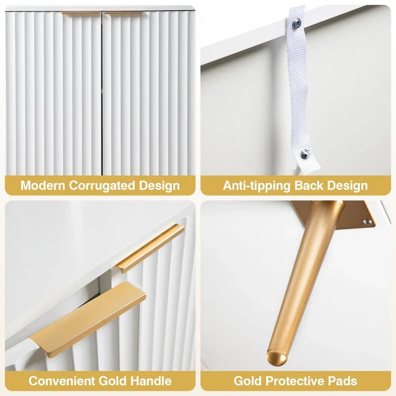 Sideboard Buffet Cabinet Set of 2 with Adjustable Shelves -