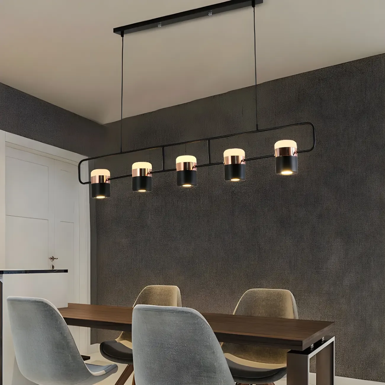 Kitchen Modern Black Cylinder Pendant Light