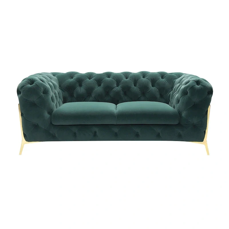 Transitional Emerald Green Fabric Loveseat