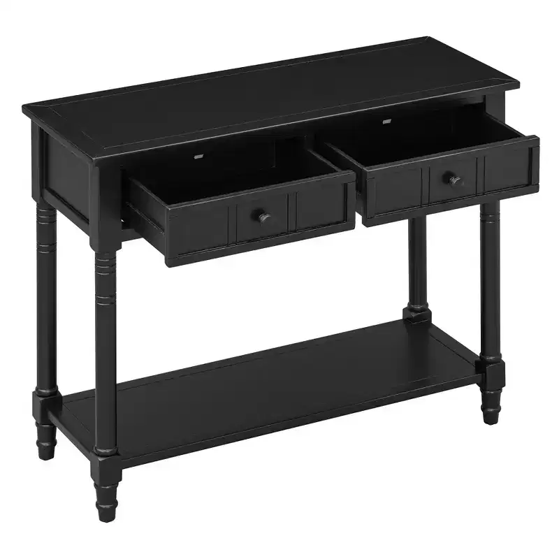 GDFStudio Darren Traditional Entryway Console Table with 2 Drawers and Bottom Shelf