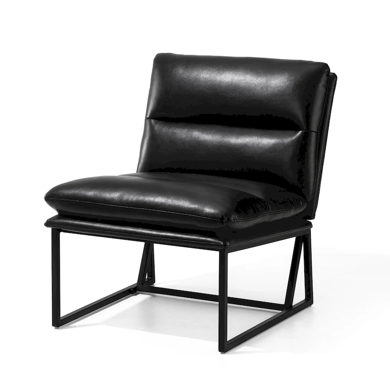 Glitzhome 30.25H Modern Soft PU Leather Armless Accent Chair