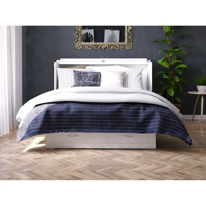 Monroe Queen Murphy Bed Chest with Mattress and Built-In Charger