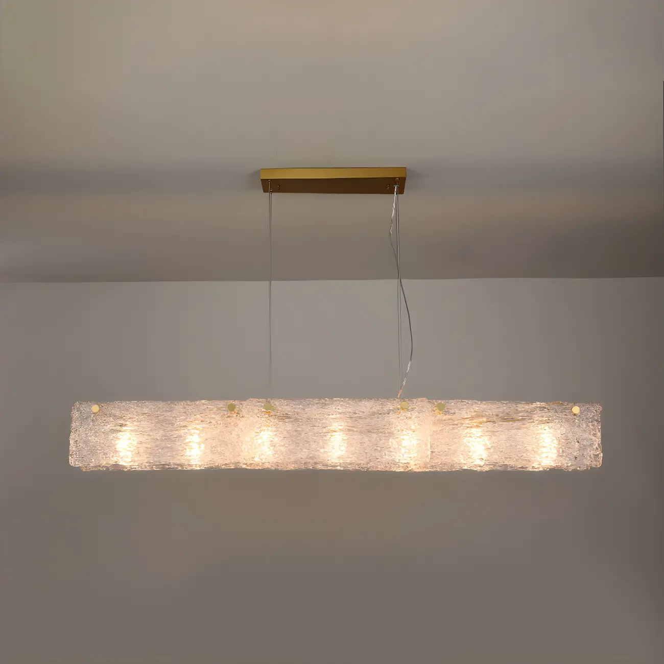 Rectangle Large Gold Glass Island Pendant Light
