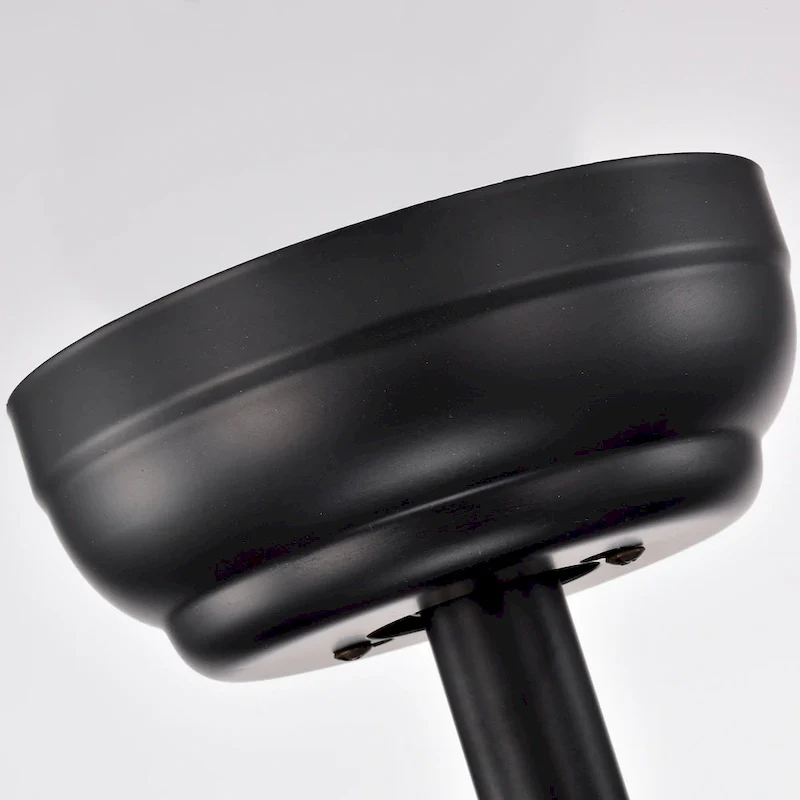 Blane Black/Wood Grain Metal 4-Light Ceiling Fan Chandelier w/ Remote