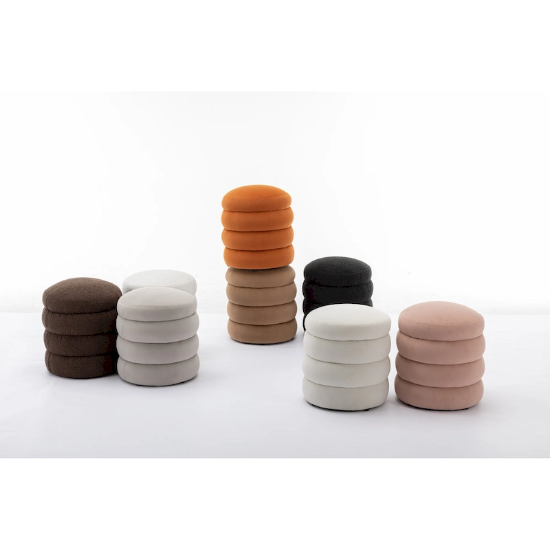 Soft Velvet Round Ottoman Footrest Stool