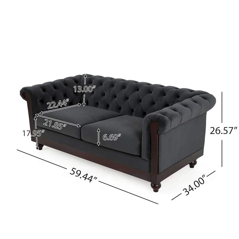 Eviva Chesterfield Velvet Loveseat Sofa by Christopher Knight Home