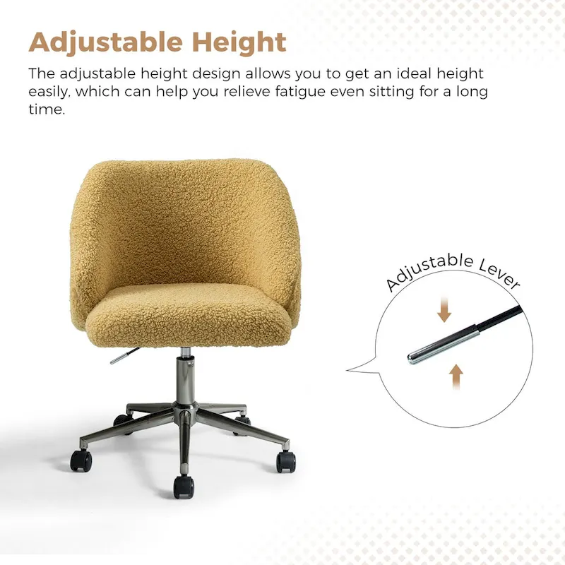 Joah Modern Boucle 360 Swivel Height Adjustable Swivel Office Chair with Rolling Wheels by  - N/A