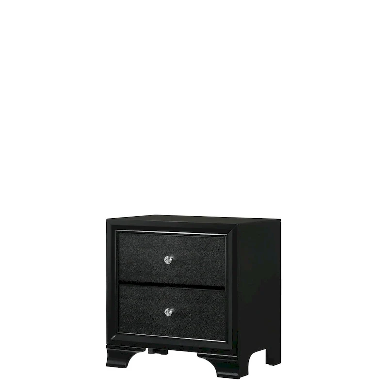 4-Piece Black LED Fabric Tufted Panel Bedroom Furniture Set