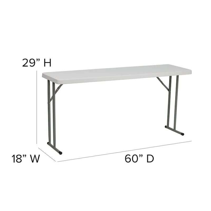 18W x 60L Rectangular Granite White Plastic Folding Training Table