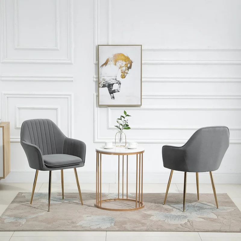 AVAWING Accent Arm Chairs Set of 2 Upholstered Velvet Dining Chairs