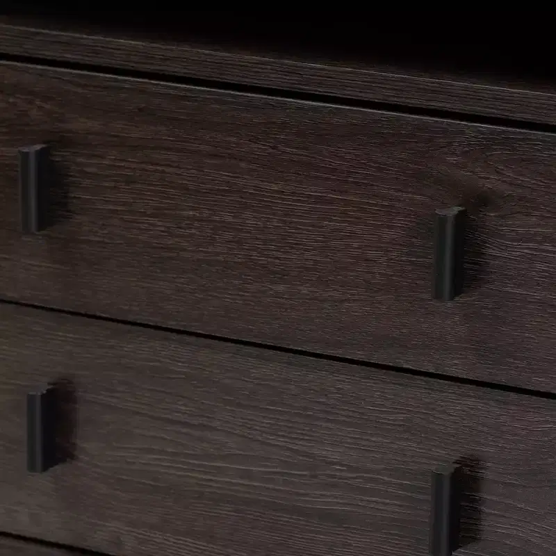 Glover Wood and Metal 2 Drawer Nightstand Brown/Black - Baxton Studio: Modern Bedside Furniture with Open Shelf