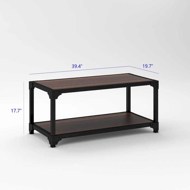 Davee 3 Pieces Wood and Metal Coffee Table Set with Shelf - 40x20x18 & 20x20x20 &20x20x20