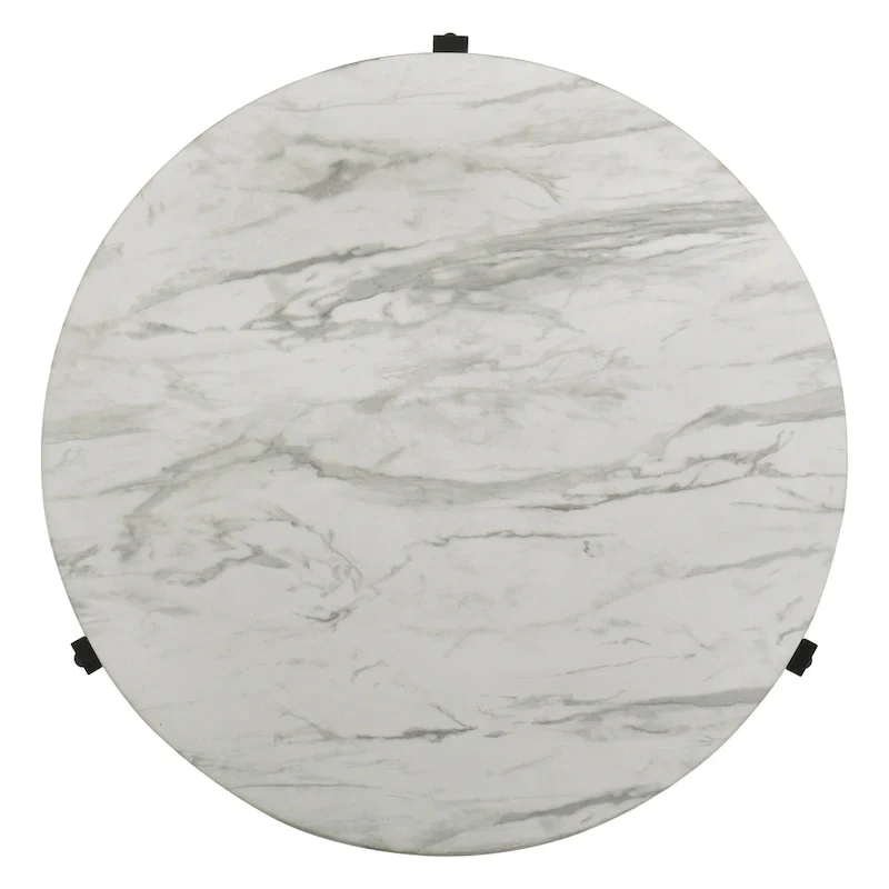 Myranda Faux White Marble and Black End Table
