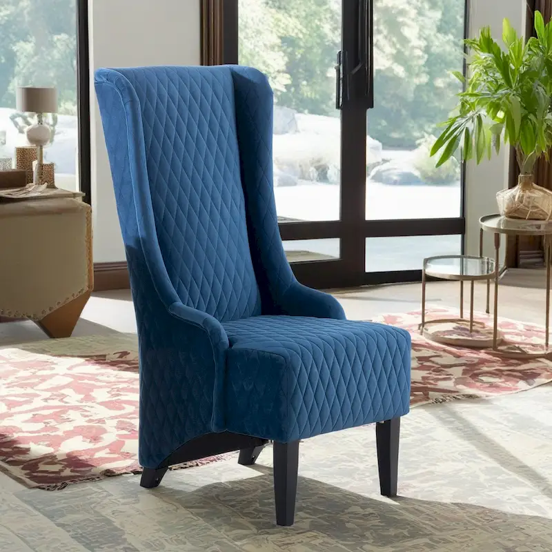 Christopher Knight Home - Evelyn High-Back Velvet Wingback Chair with Wooden Legs