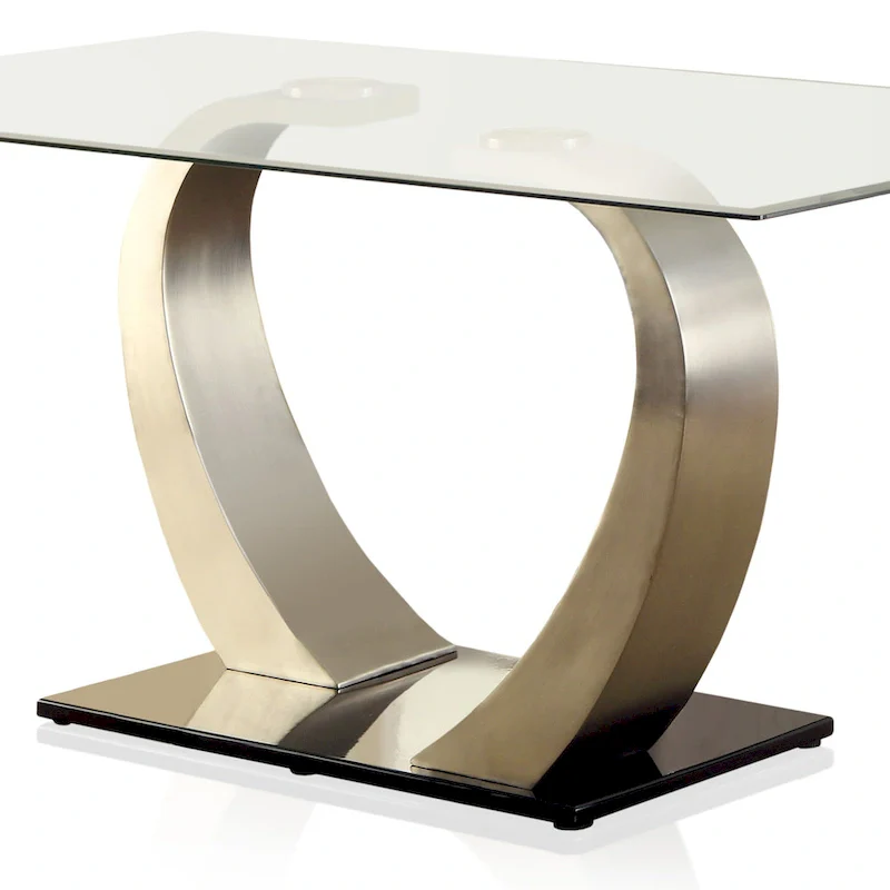 Modern Silvertone 60-inch Glass Top Dining Table